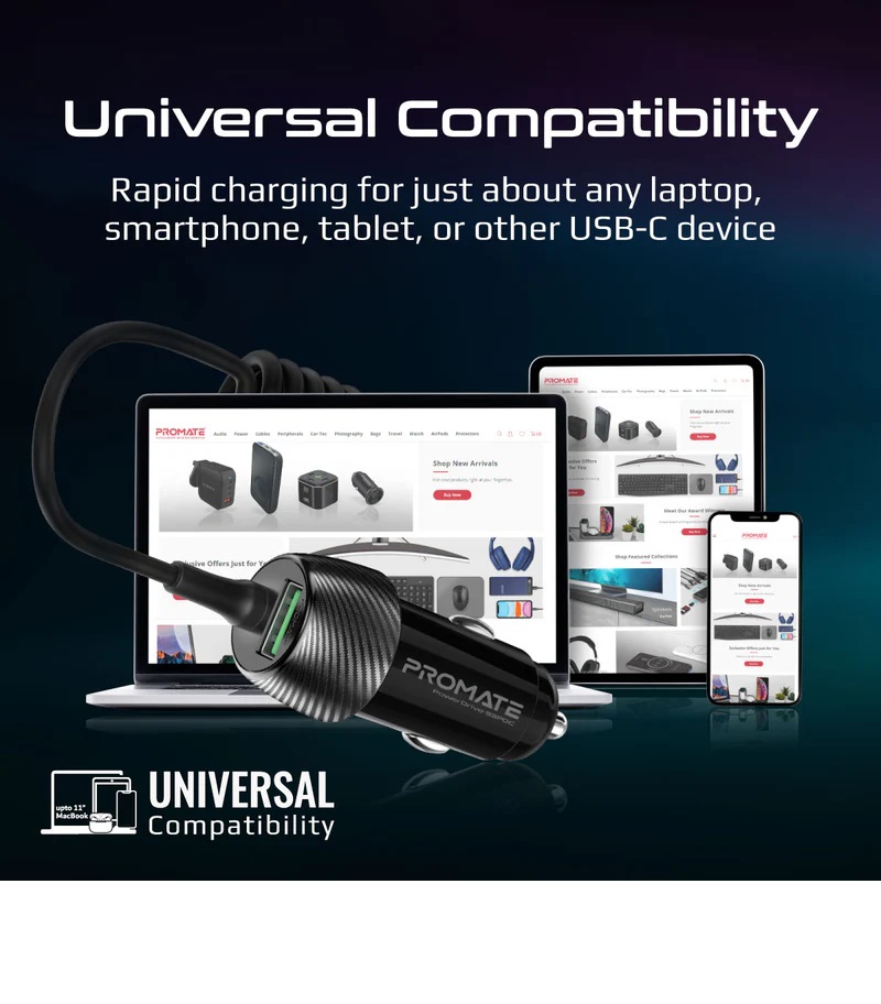 Promate PowerDrive-33PDC USB-C Car Charger 33W