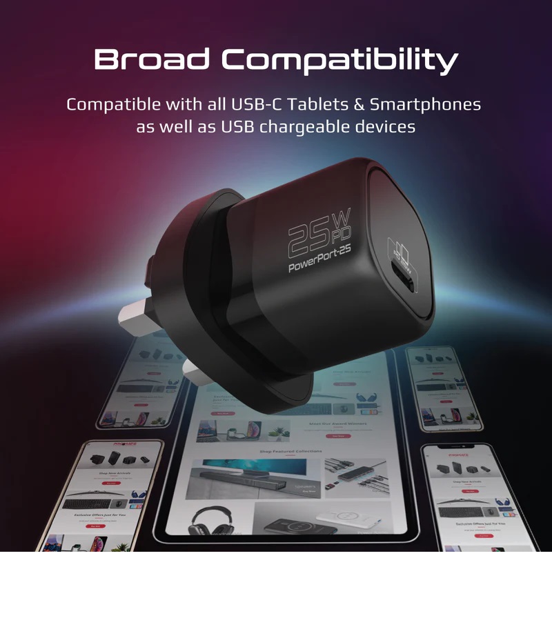 Promate Powerport-25W Delivery USB-C Wall charger