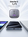 UGREEN Nexode 65WPD GaN Foldable USB-A 22.5W + USB-Cx2 (C1/C2 65W) Fast Charger UK Space Gray
