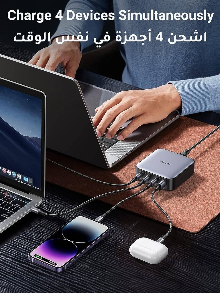 UGREEN Nexode 100W GaN Desktop Charger 3xUSB-C + USB-A SPACE GREY UK