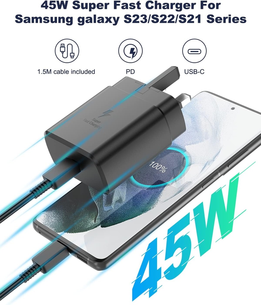 Samsung Home  PD Power Adapter USB Type-C To C Cable  45W Orginal