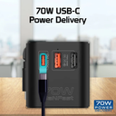 Promate TripMate-GaN70R Travel Adapter 70W