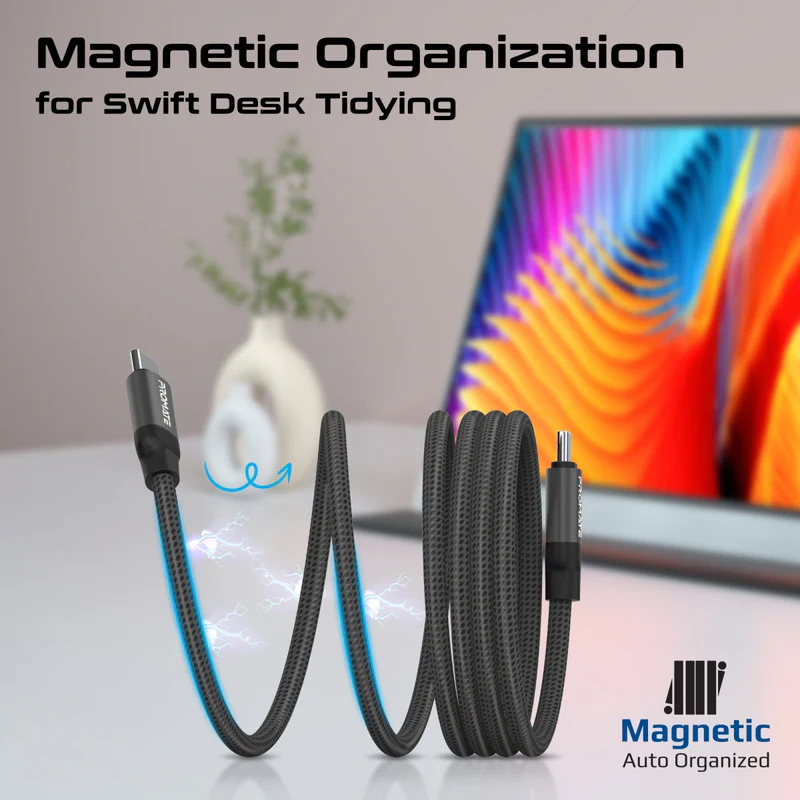 Promate Springy USB-C Cable Self Magnetic