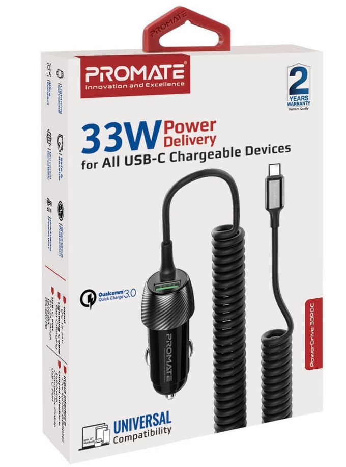 Promate PowerDrive-33PDC USB-C Car Charger 33W