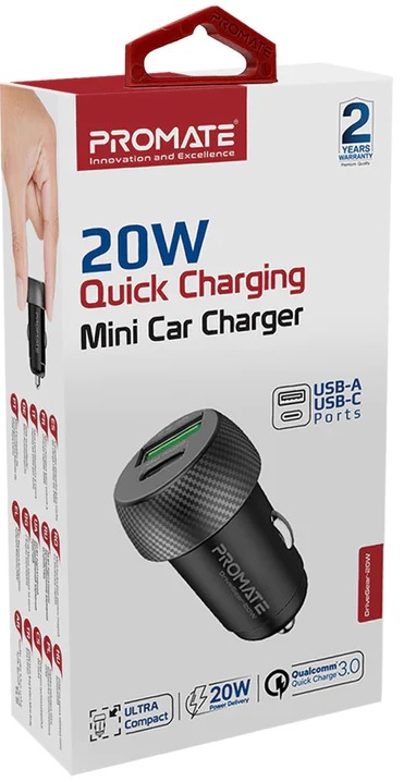 Promate DriveGear-20W Mini Car Charger