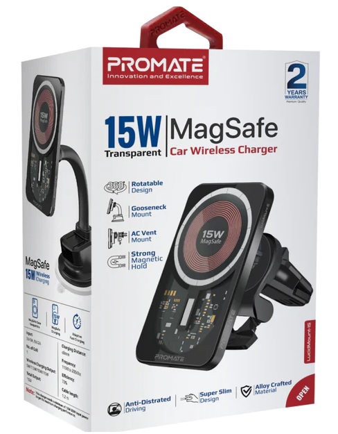 Promate LucidMount -15 Car Wireless Charger 15W