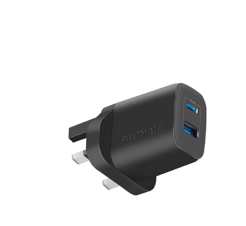 Promate BiPlug-2 Dual Port Fast Home Charger 17W