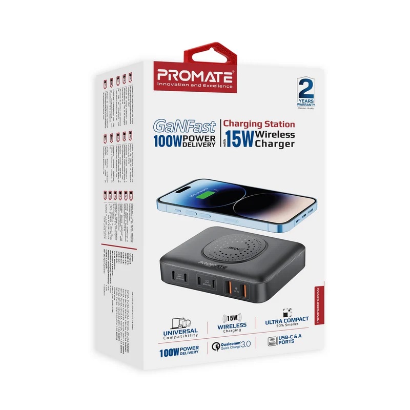 Promate PowerBase  Gan 100 UK 15W