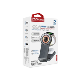 Promate TransFold Black 3-in-1 Transparent Foldable Wireless Charging Station